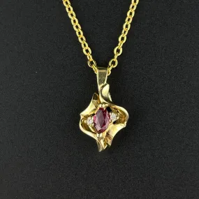 Ruby Diamond 14K Gold Charm Pendant Necklace