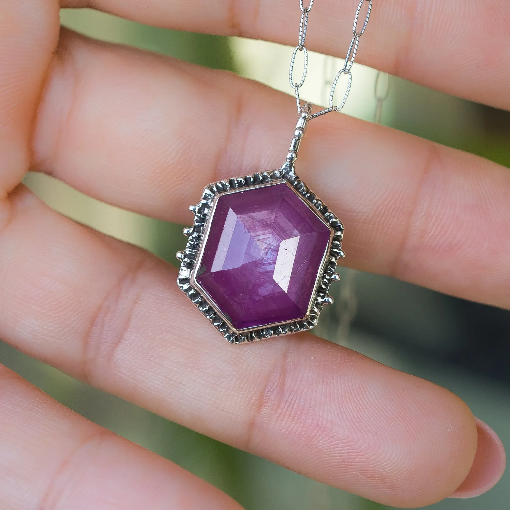 Ruby Hex Pendant
