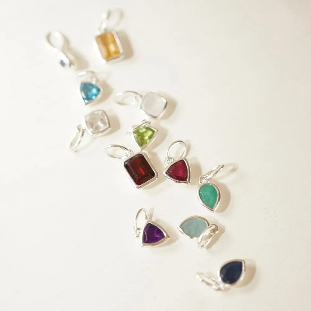 Ruby July Birthstone Charm Necklace Sterling Silver