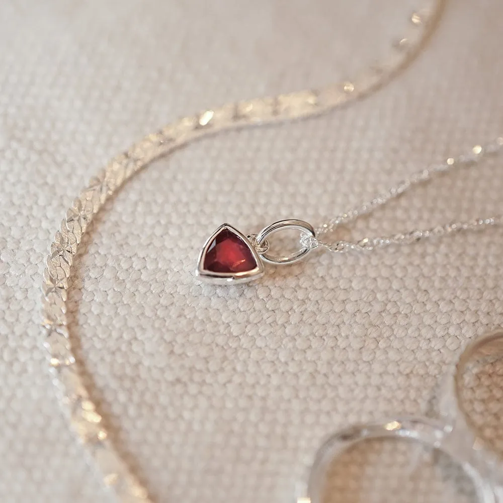 Ruby July Birthstone Charm Pendant Sterling Silver