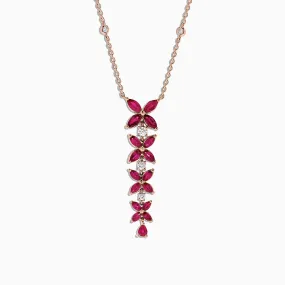 Ruby Royale 14K Rose Gold Ruby and Diamond Necklace, 3.89 TCW