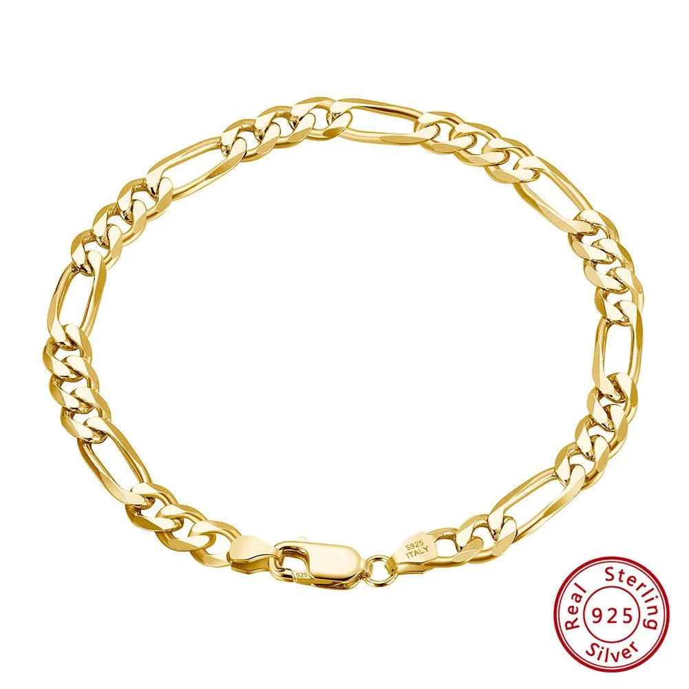 S925 Sterling Silver Bracelet 5mm33mm Figaro Chain Choker