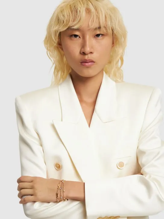 Saint Laurent   YSL crystal &amp; brass bracelet 