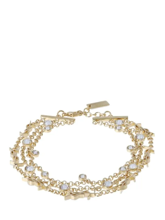 Saint Laurent   YSL crystal &amp; brass bracelet 
