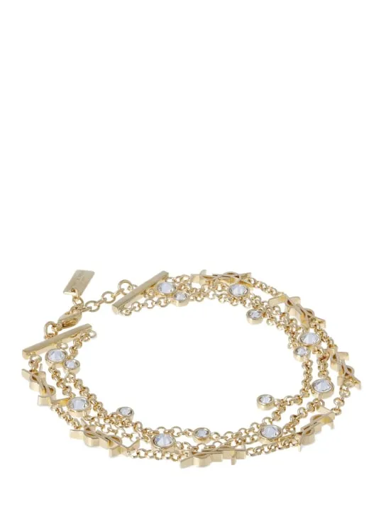 Saint Laurent   YSL crystal &amp; brass bracelet 