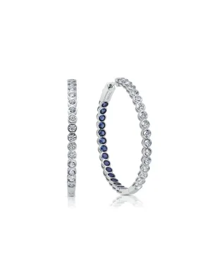 Sapphire Bezel Inside Out Hoops Finished in Pure Platinum
