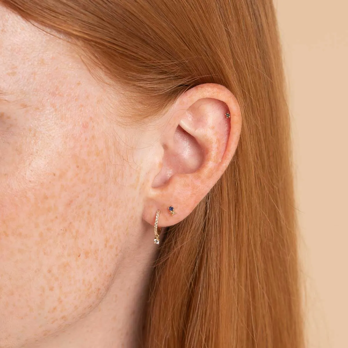 September Sapphire Birthstone Earrings in Solid Gold