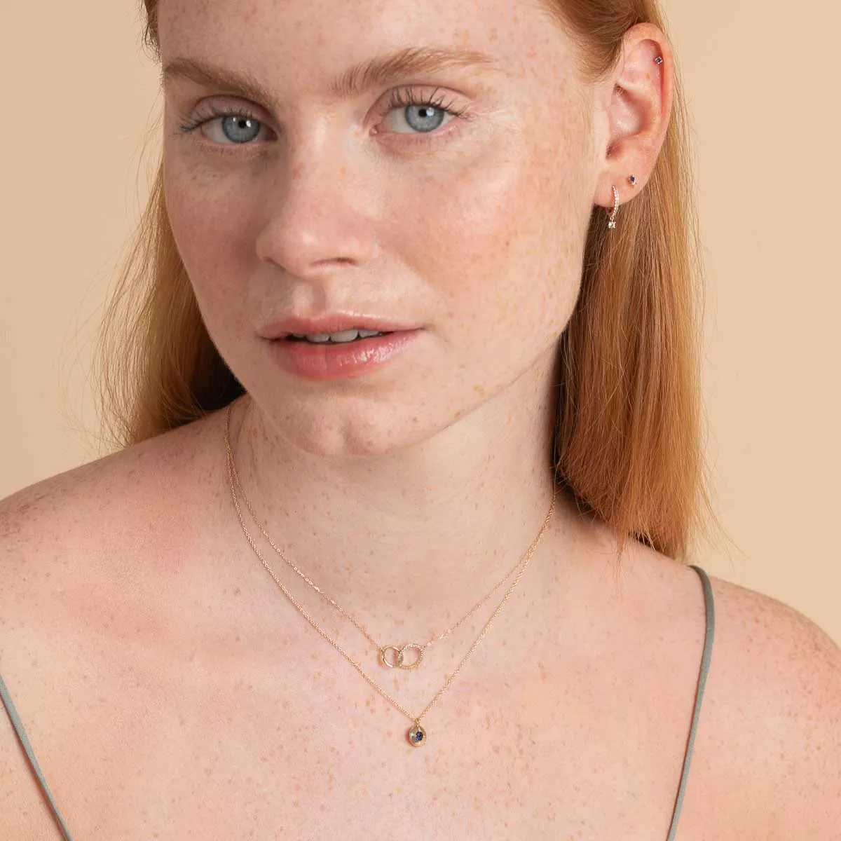 September Sapphire Birthstone Earrings in Solid Gold