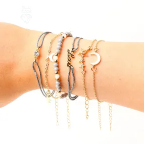 Set of 6 Golden Love Moon Bracelets