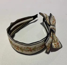 Side Bow Floral Cream Headband