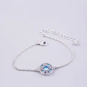 Silver Aquamarine March Birthstone Hugs & Kisses Bracelet
