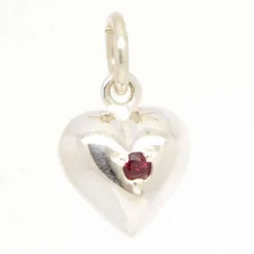 Silver Birthstone Heart Charm with Clip on Clasp