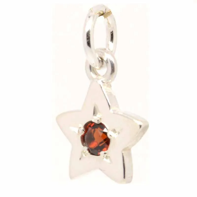 Silver Birthstone Star Charm