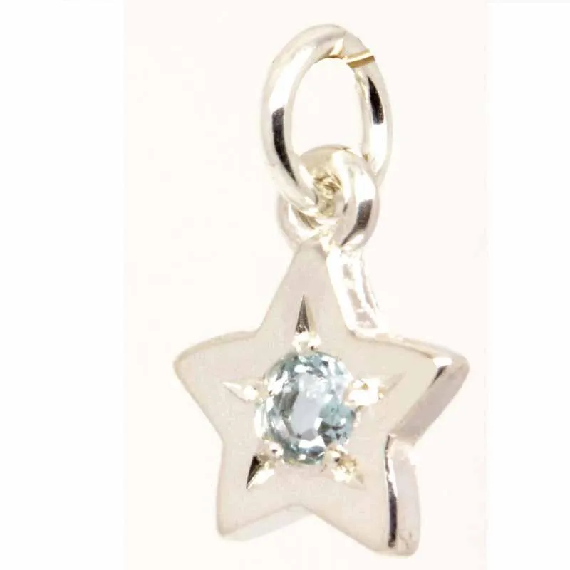 Silver Birthstone Star Charm