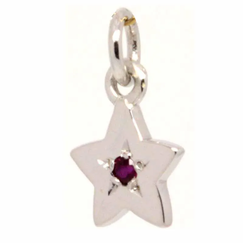 Silver Birthstone Star Charm
