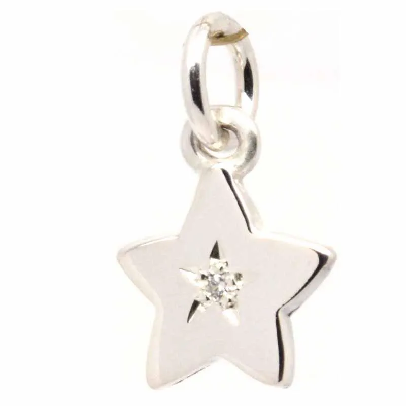 Silver Birthstone Star Charm