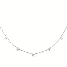 Silver Diamond Station Necklace