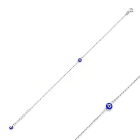 Single Evil Eye Bracelet 925 Sterling Silver Luxury Front and Back Eye Dainty Bracelet Waterproof Luxury Fine Jewelry