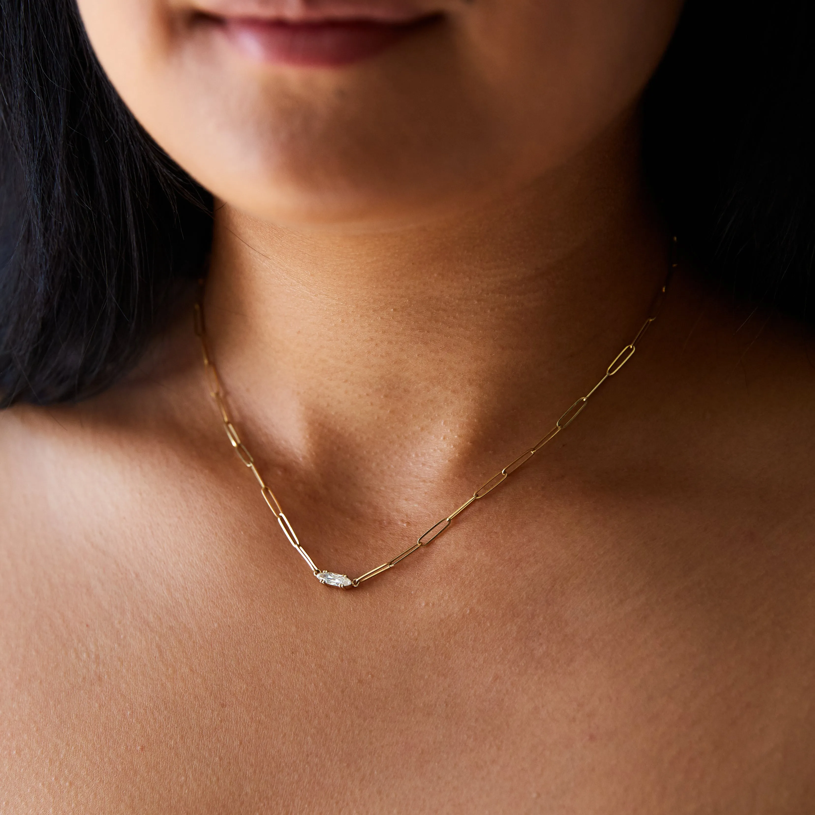 Sol Necklace - .31 Carat Moval Diamond