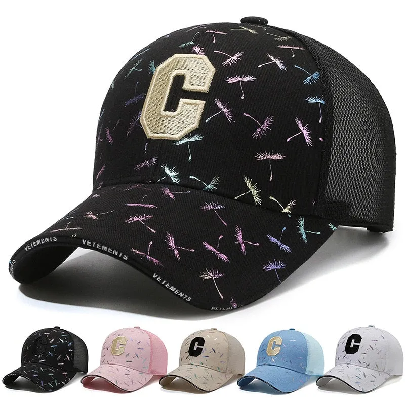 Spring Summer Women Men Baseball Caps Male Female Breathable Mesh Lady Sport Print Sun Hats Cap For Women Men