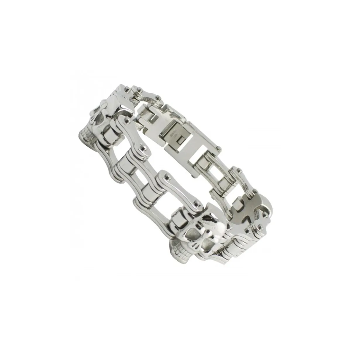 Stainless Steel Motorcycle Chain Heavy Weight Skulls Bracelet
