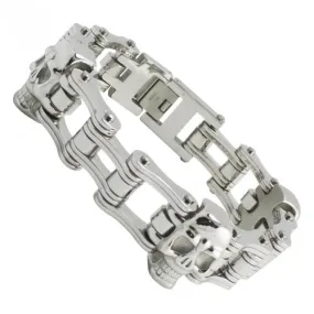 Stainless Steel Motorcycle Chain Heavy Weight Skulls Bracelet