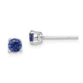Sterling Silver 4mm Round CZ Simulated Blue Sapphire Stud Earrings