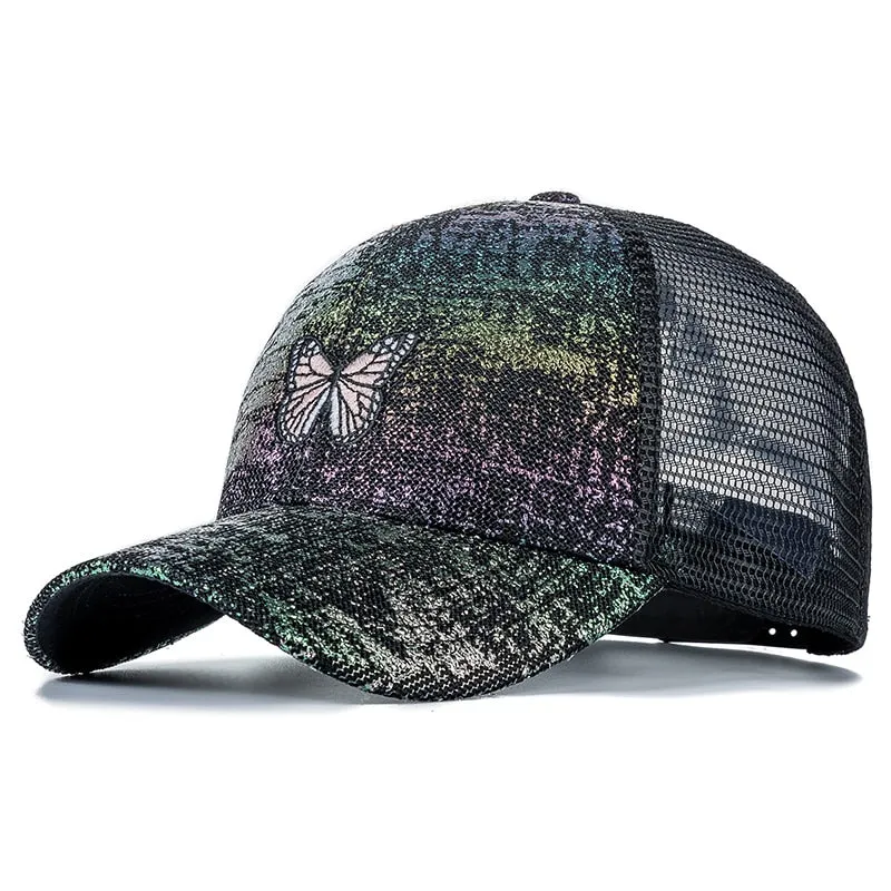 Stylish Women's Cap Summer Trucker Hats For Women Fashion Soild Butterfly Embroidery Baseball Cap Outdoor Streetwear Hat Cap