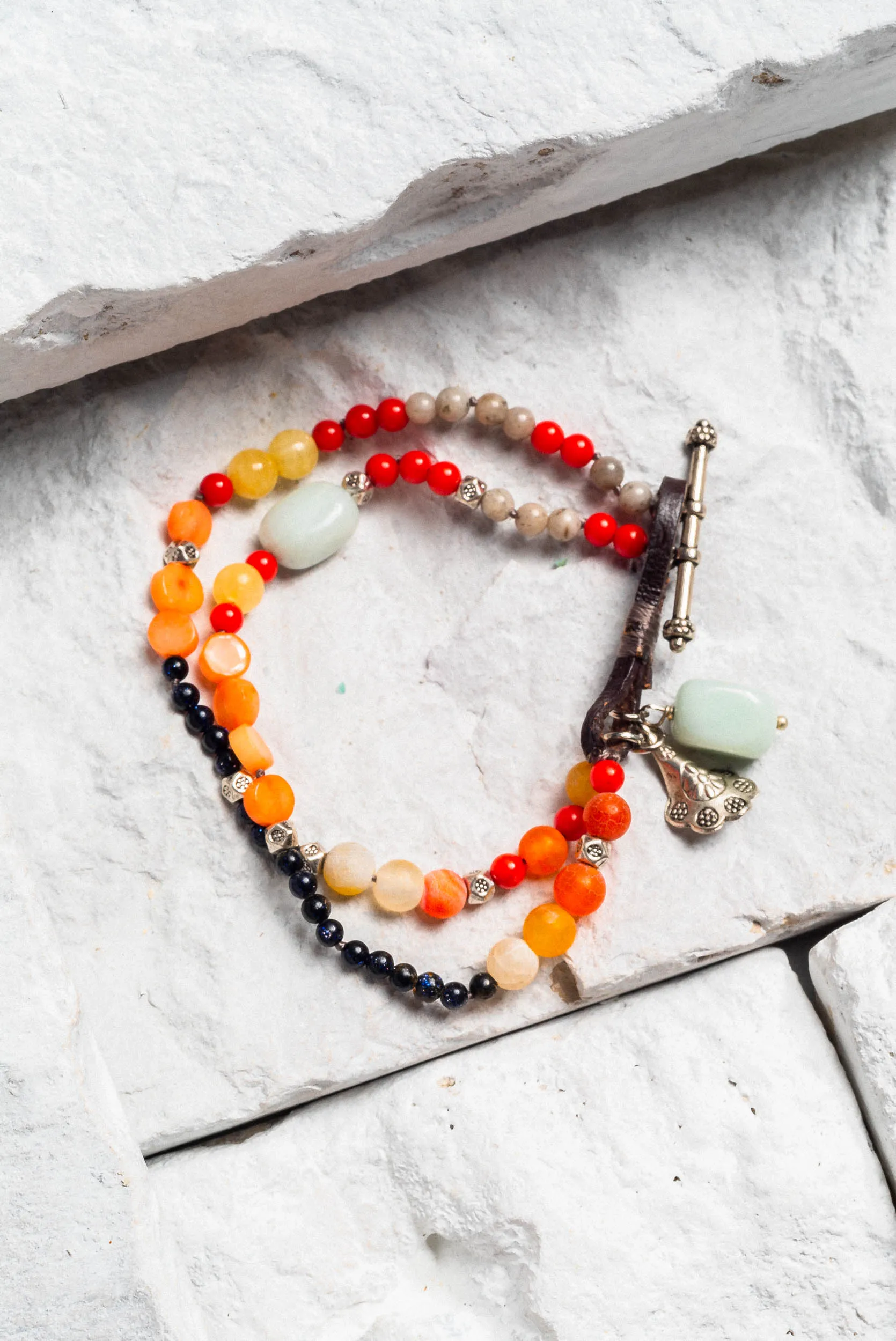 Tanya - Orange Agate and Aquamarine Bracelet