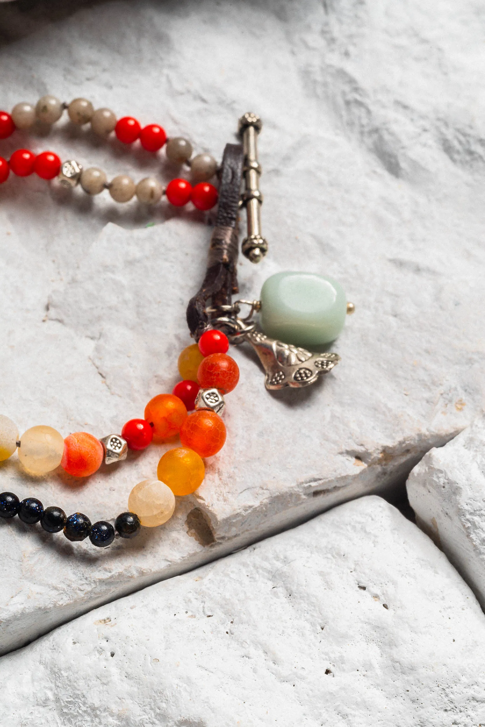 Tanya - Orange Agate and Aquamarine Bracelet