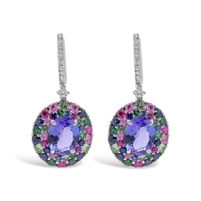 Tanzanite & Multi-color Sapphire Earrings