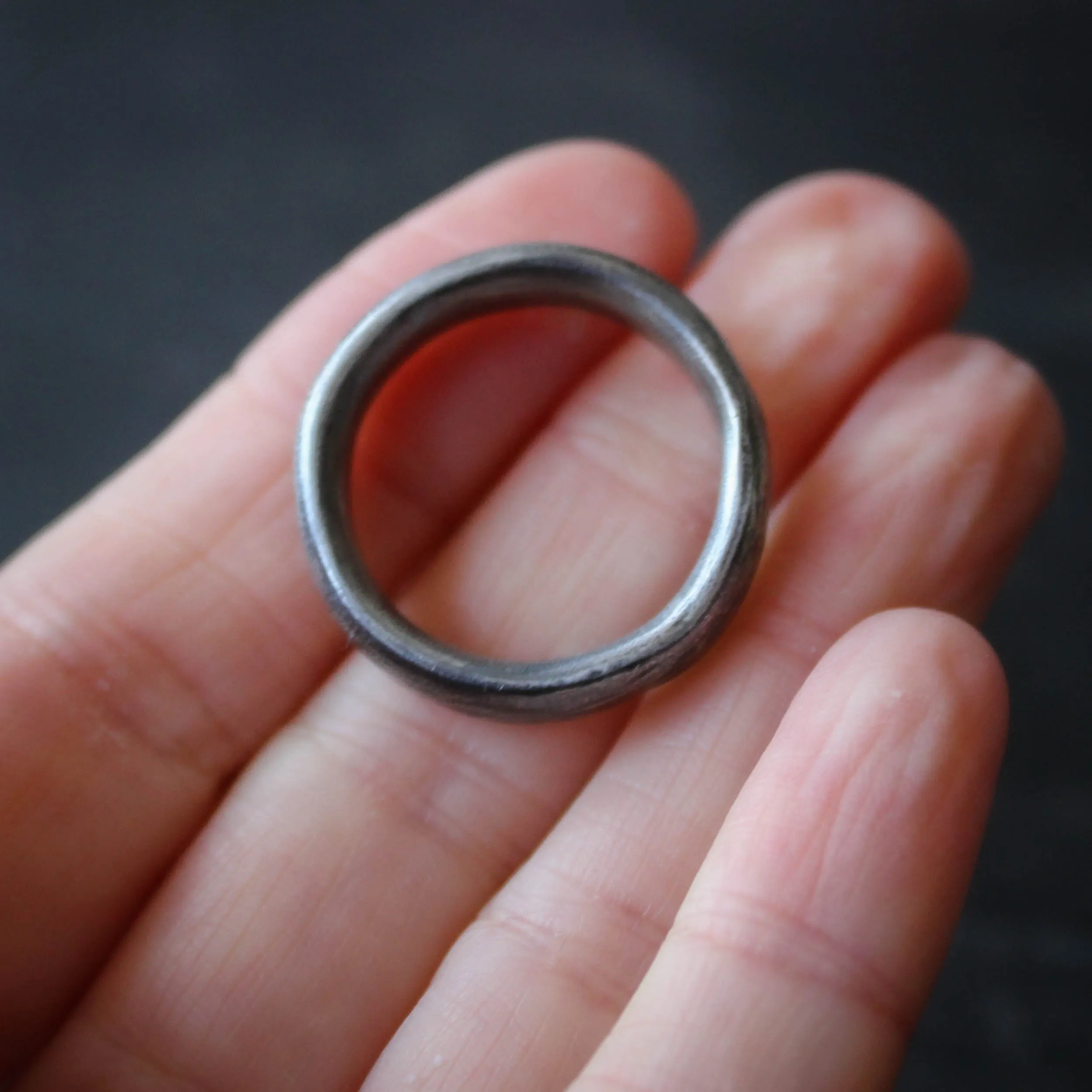 The Northerly Ring. Minimalist Textured Silver Band size UK R or UK 9 1/2