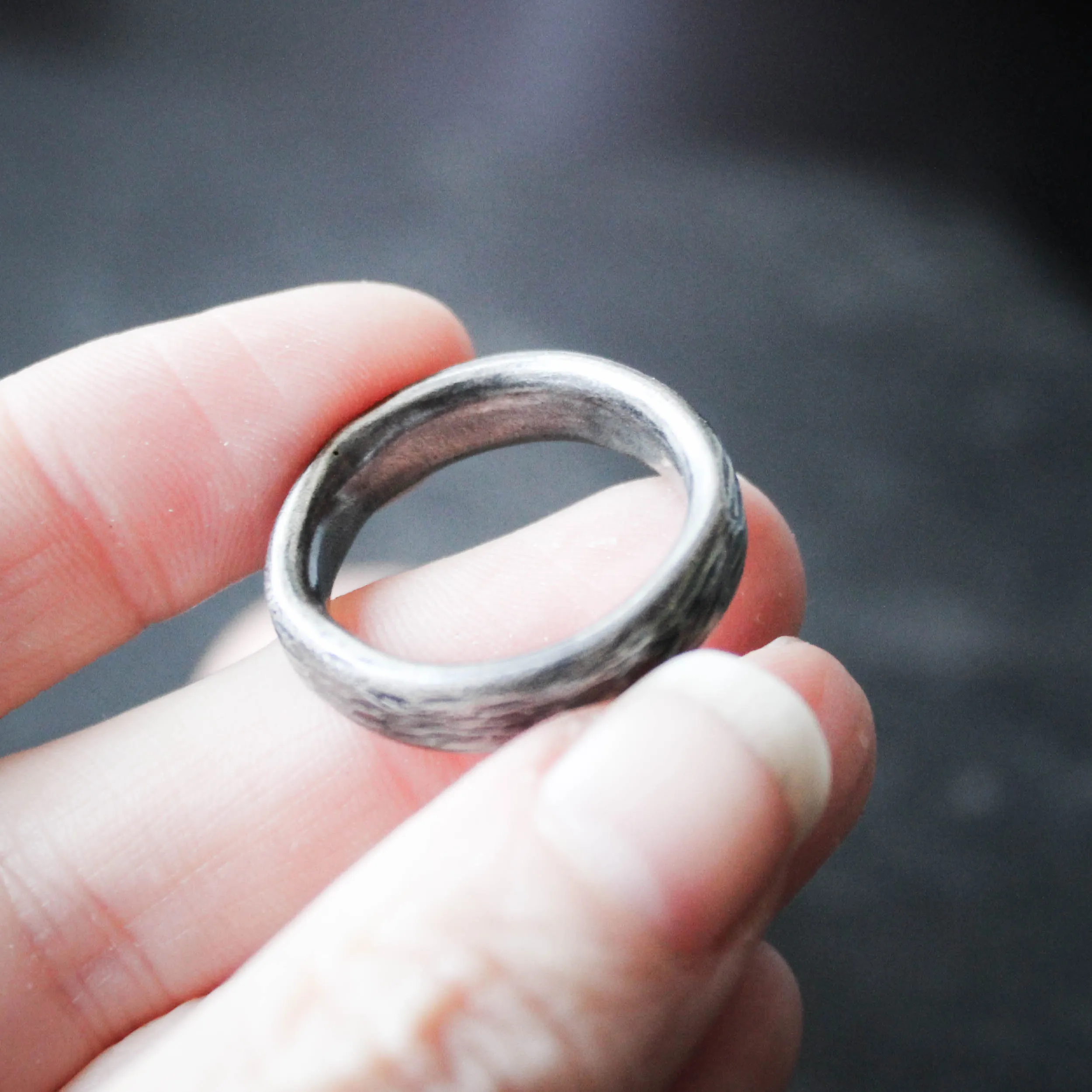 The Northerly Ring. Minimalist Textured Silver Band size UK R or UK 9 1/2