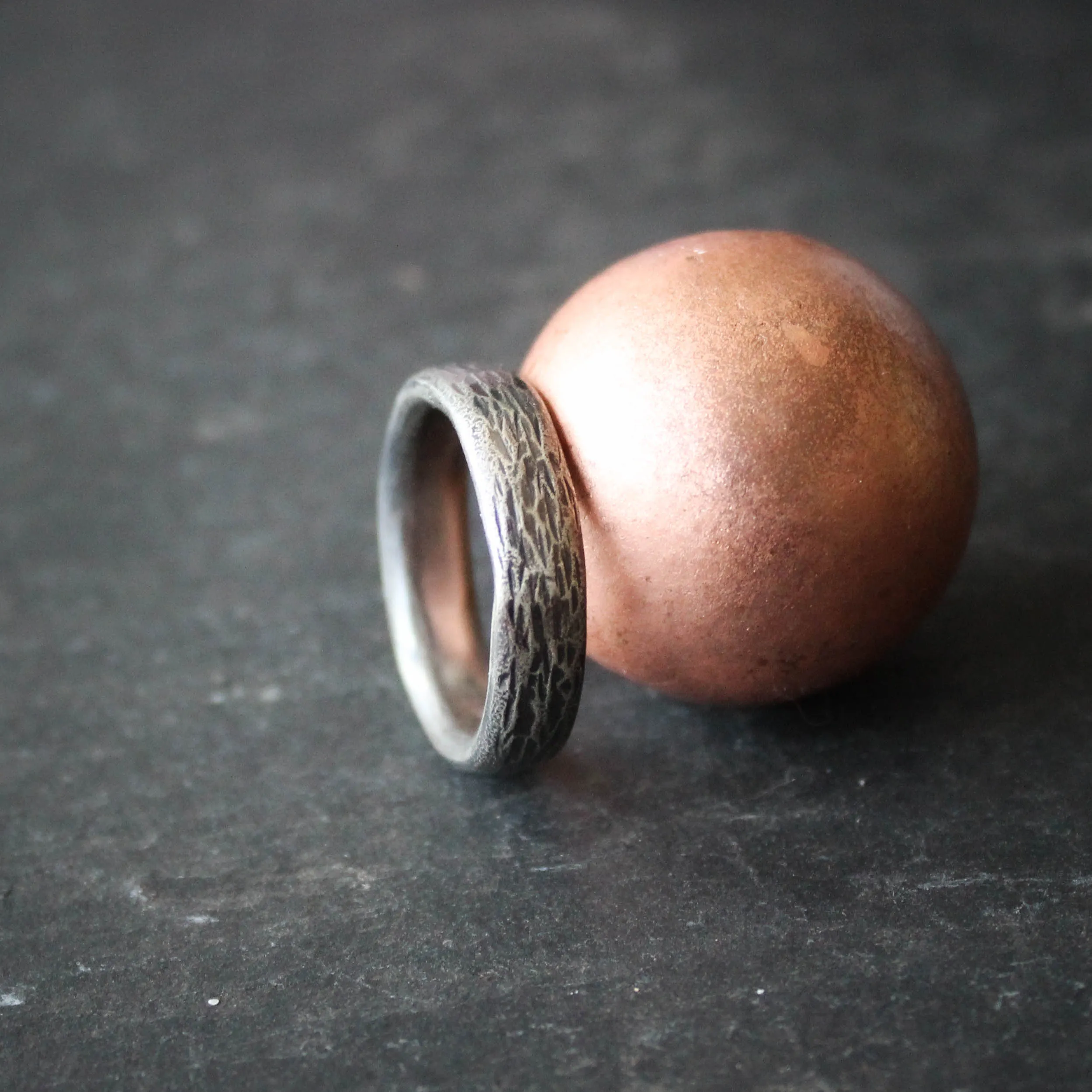 The Northerly Ring. Minimalist Textured Silver Band size UK R or UK 9 1/2