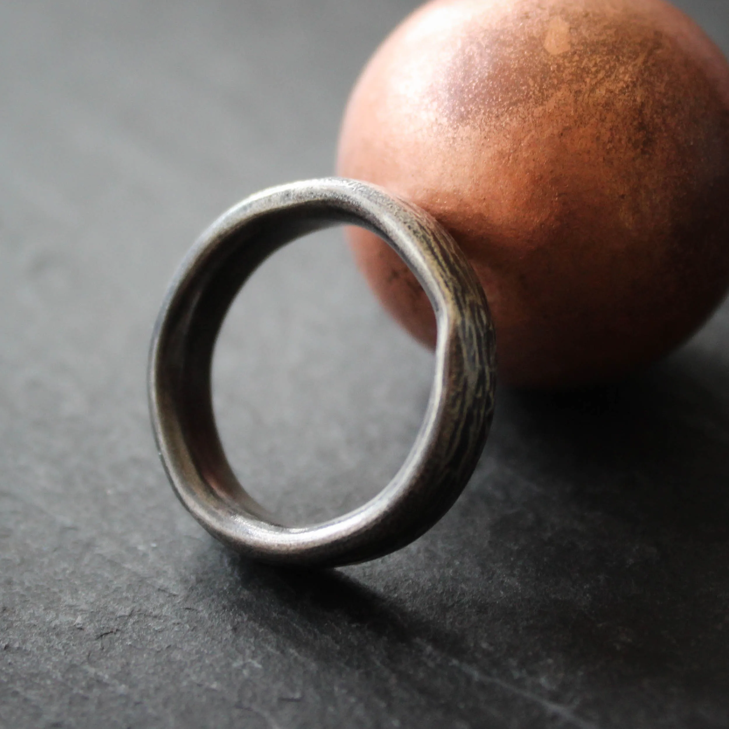 The Northerly Ring. Minimalist Textured Silver Band size UK R or UK 9 1/2