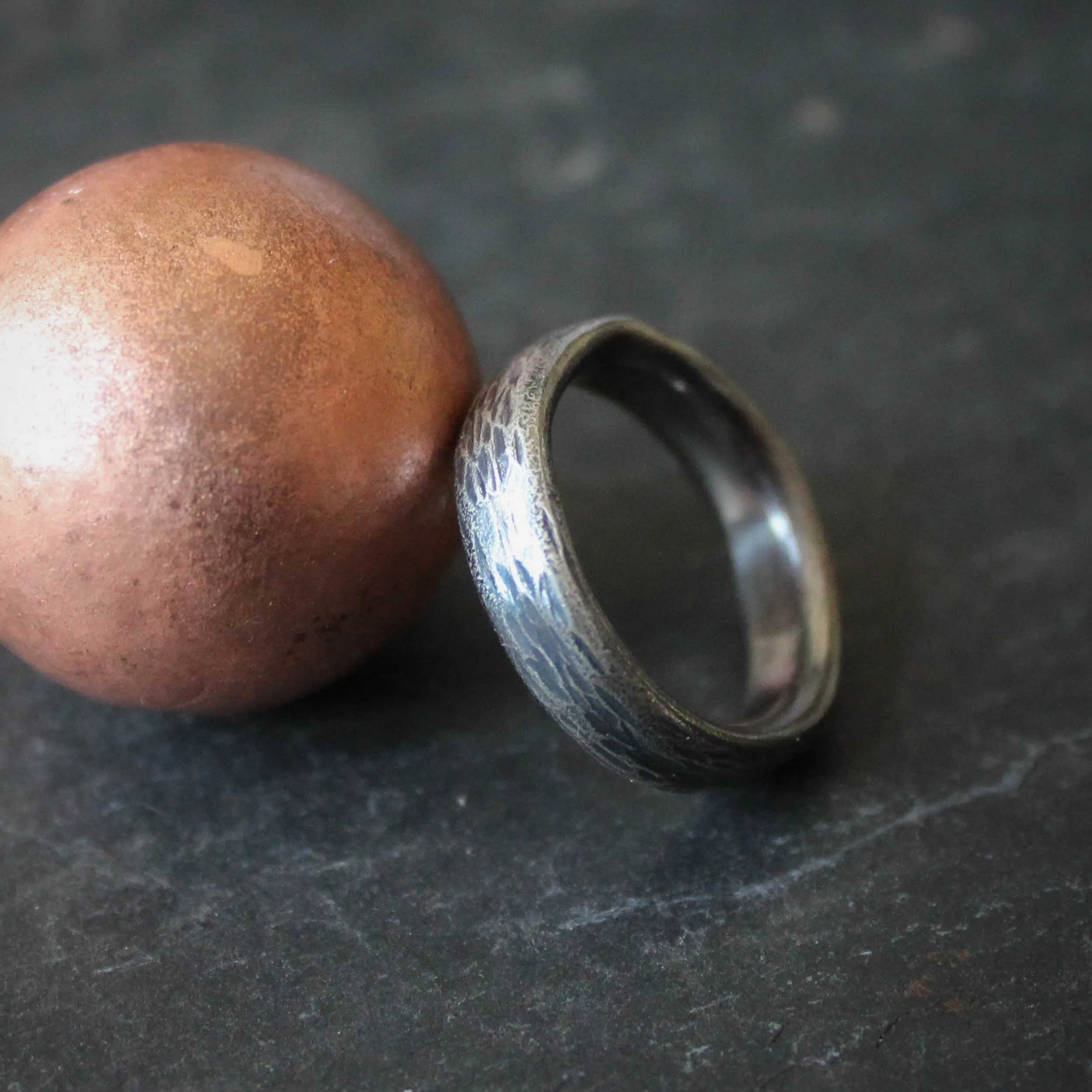 The Northerly Ring. Minimalist Textured Silver Band size UK R or UK 9 1/2