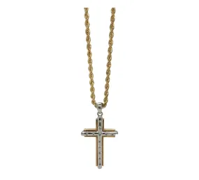 Two-Toned Diamond Cross Pendant