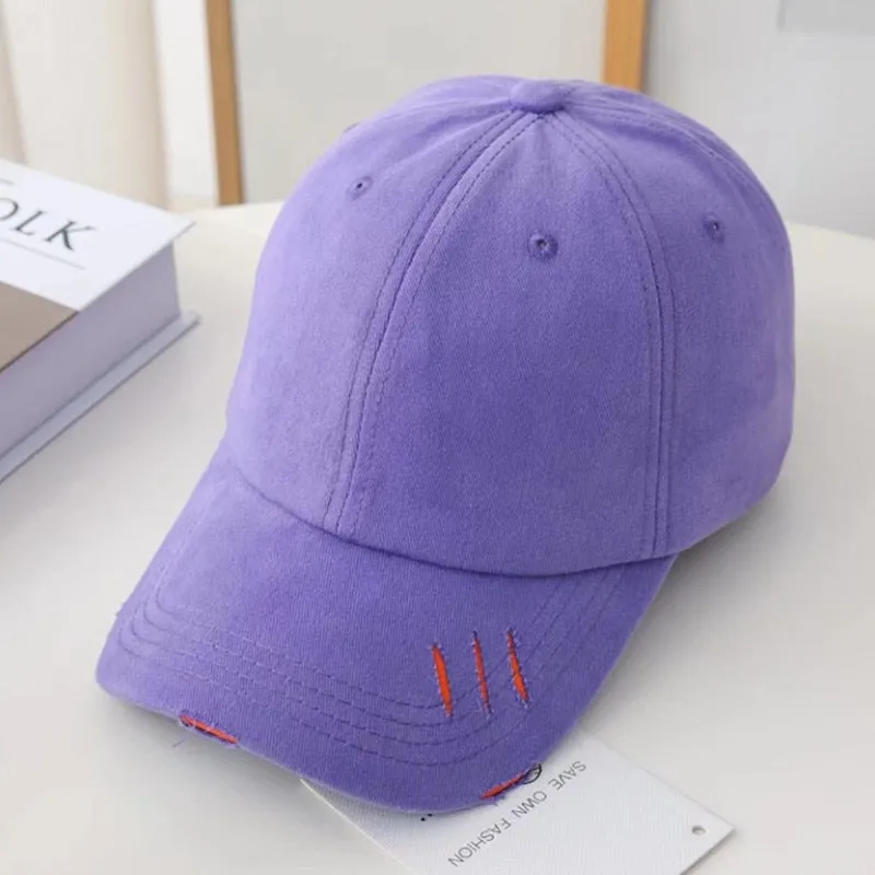 Unisex Fashion Cap Kpop Simple Hole Style Candy Colors Baseball Cap For Men Women High Quality Streetwear Hat