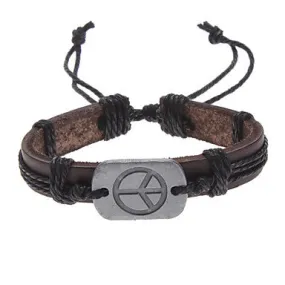 Unisex Peace Sign Fabric Leather Bracelet(Random Color)