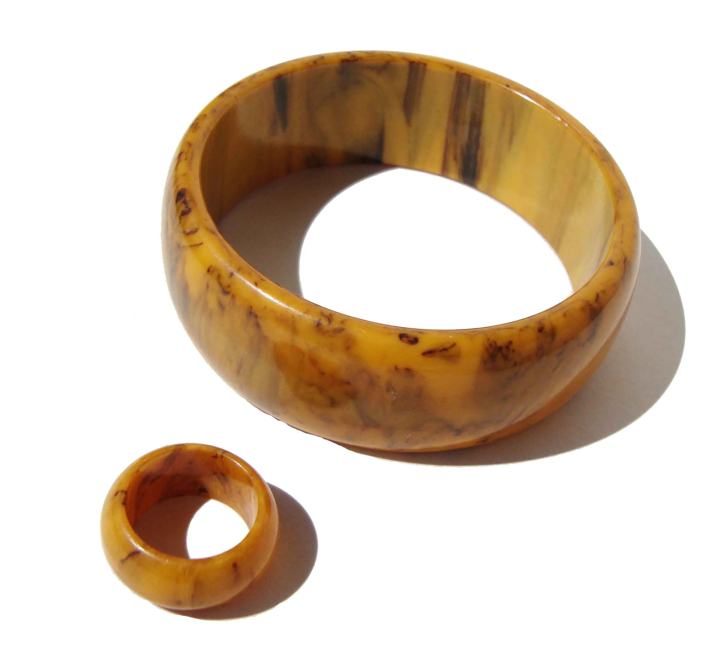 Vintage 40s Bakelite Bracelet & Ring Set Mississippi Mud