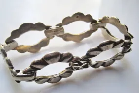 Vintage Egyptian Silver Link Bracelet for a Large Wrist