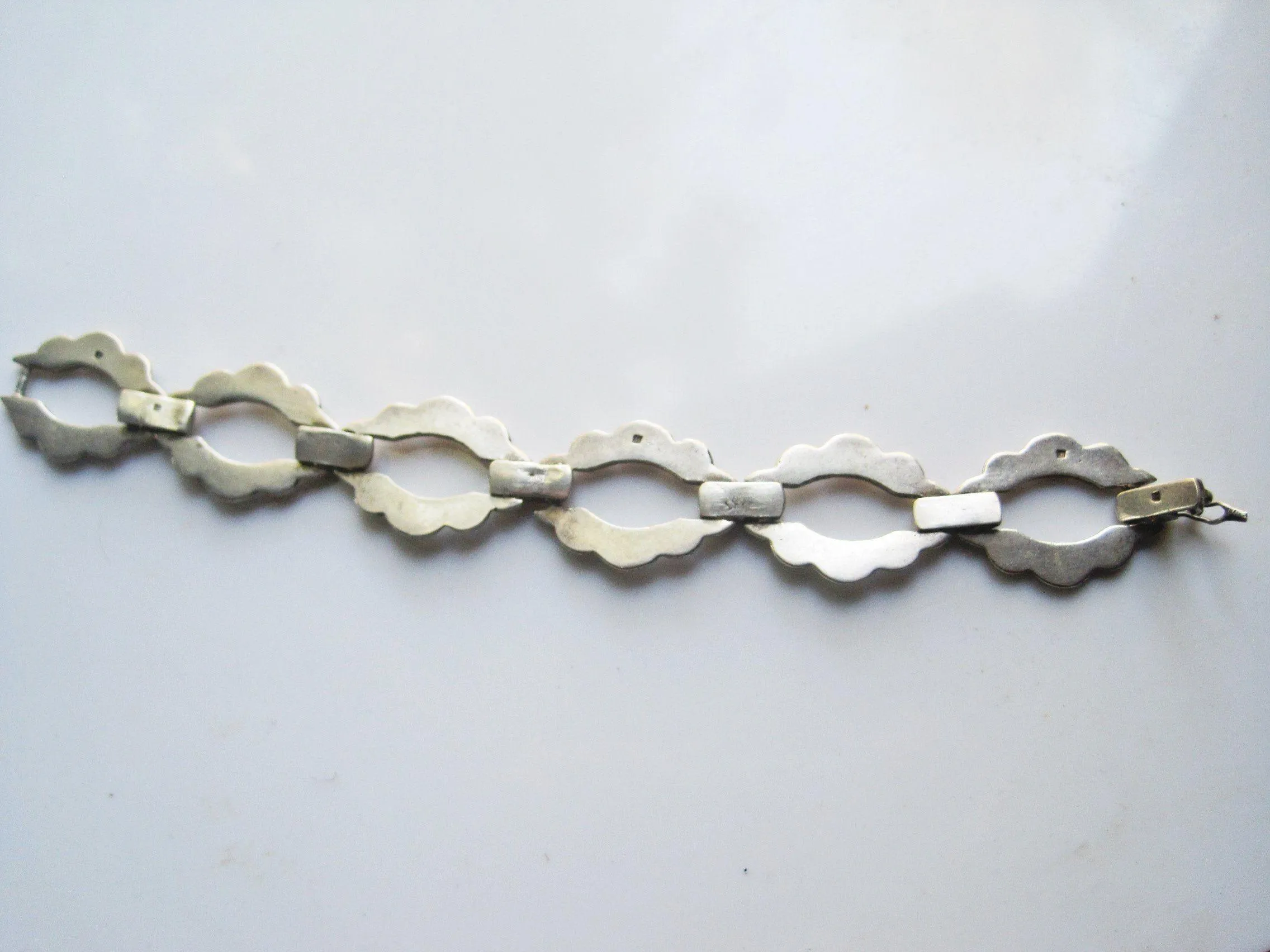 Vintage Egyptian Silver Link Bracelet for a Large Wrist