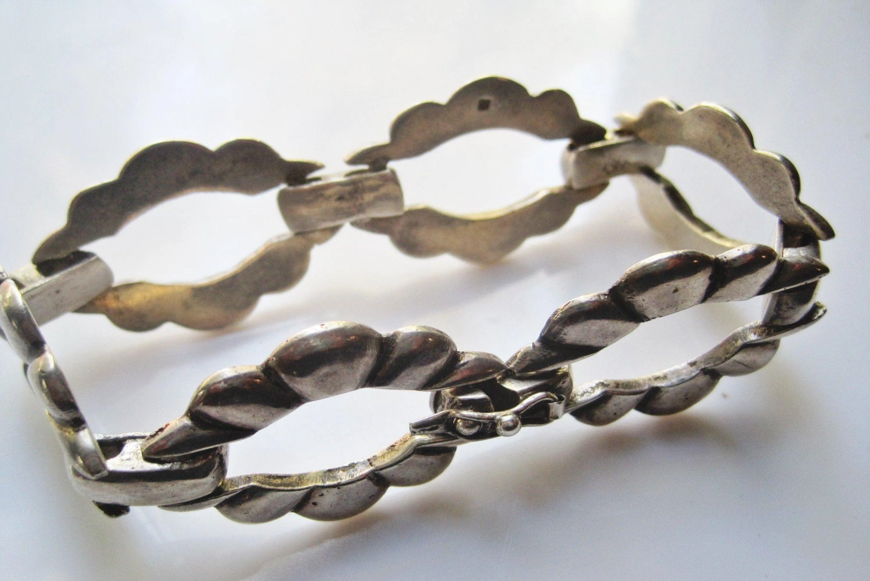 Vintage Egyptian Silver Link Bracelet for a Large Wrist