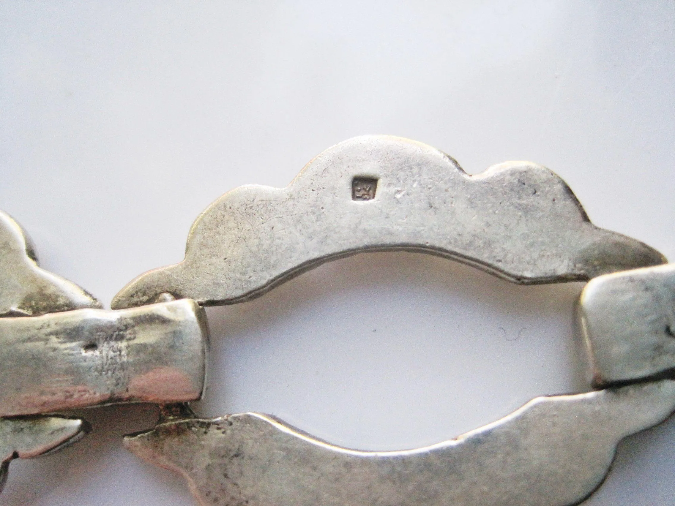 Vintage Egyptian Silver Link Bracelet for a Large Wrist