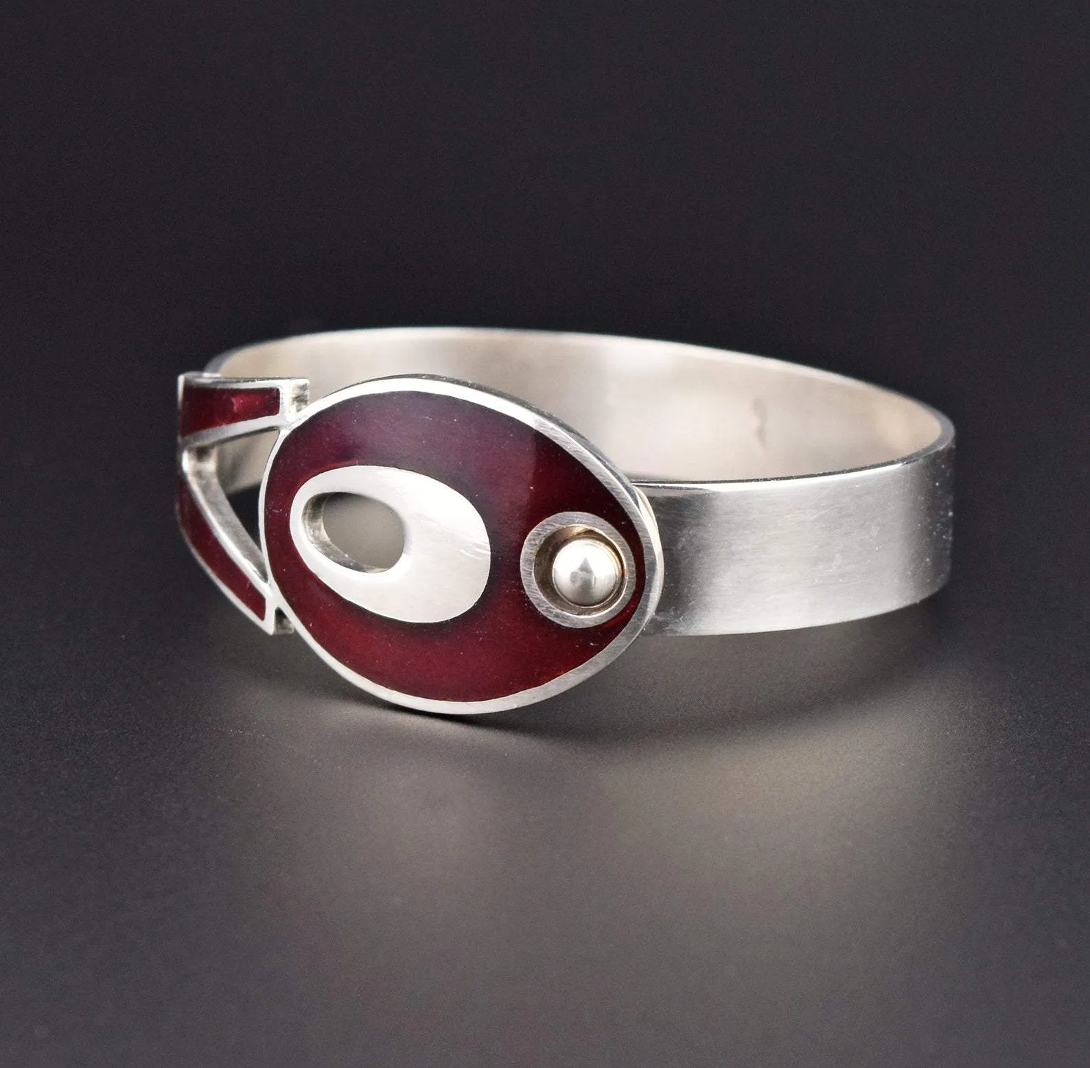 Vintage Heavy Italian Enamel Silver Buckle Bracelet