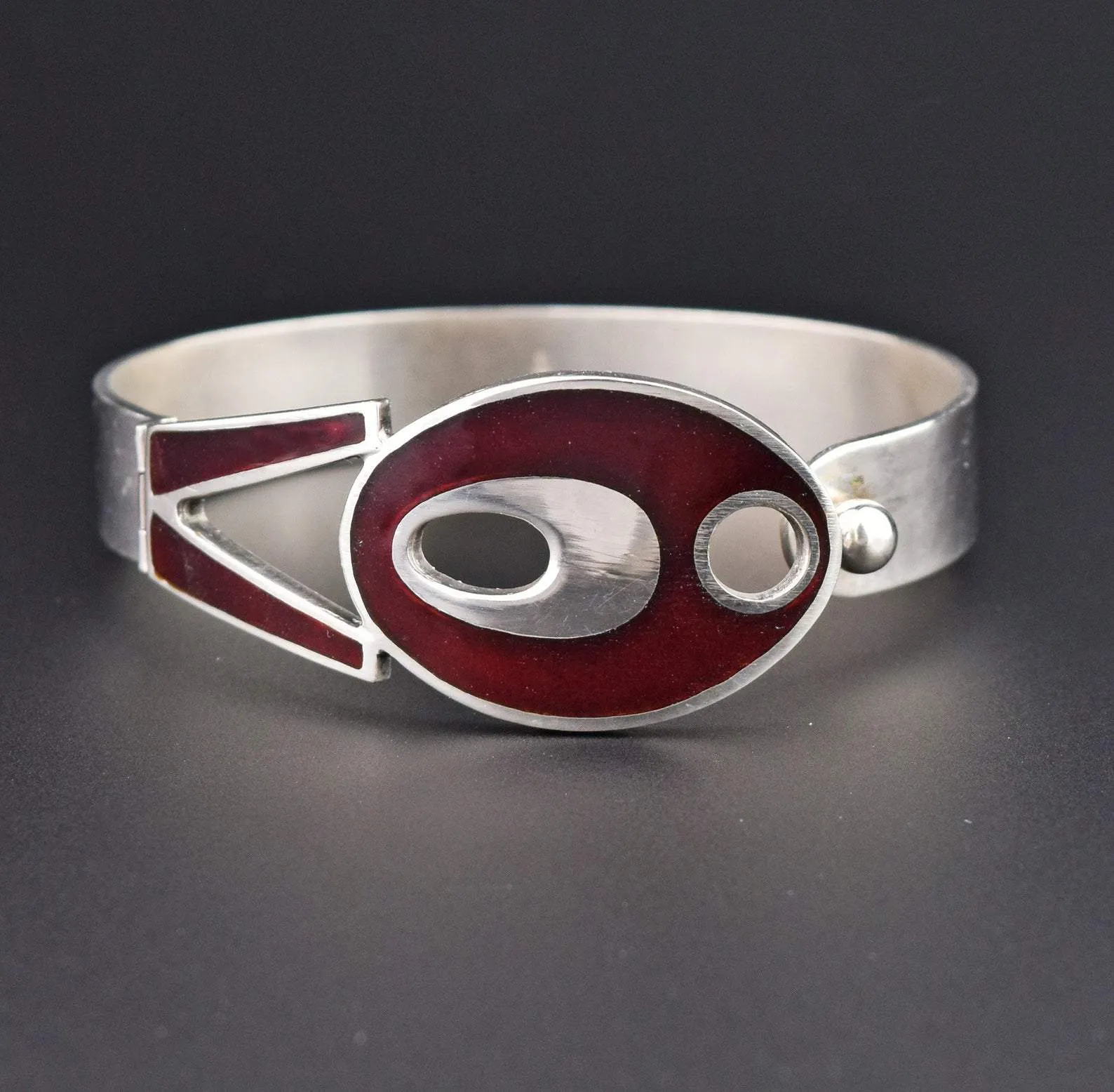Vintage Heavy Italian Enamel Silver Buckle Bracelet