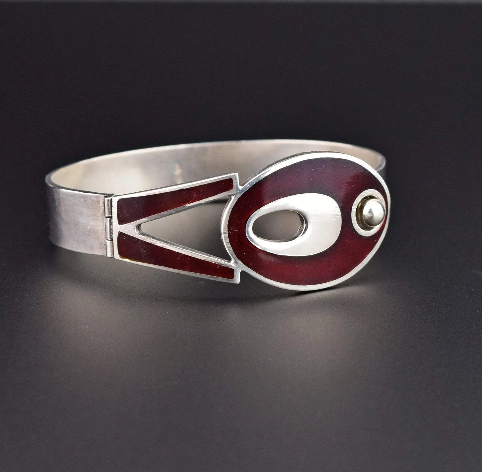 Vintage Heavy Italian Enamel Silver Buckle Bracelet