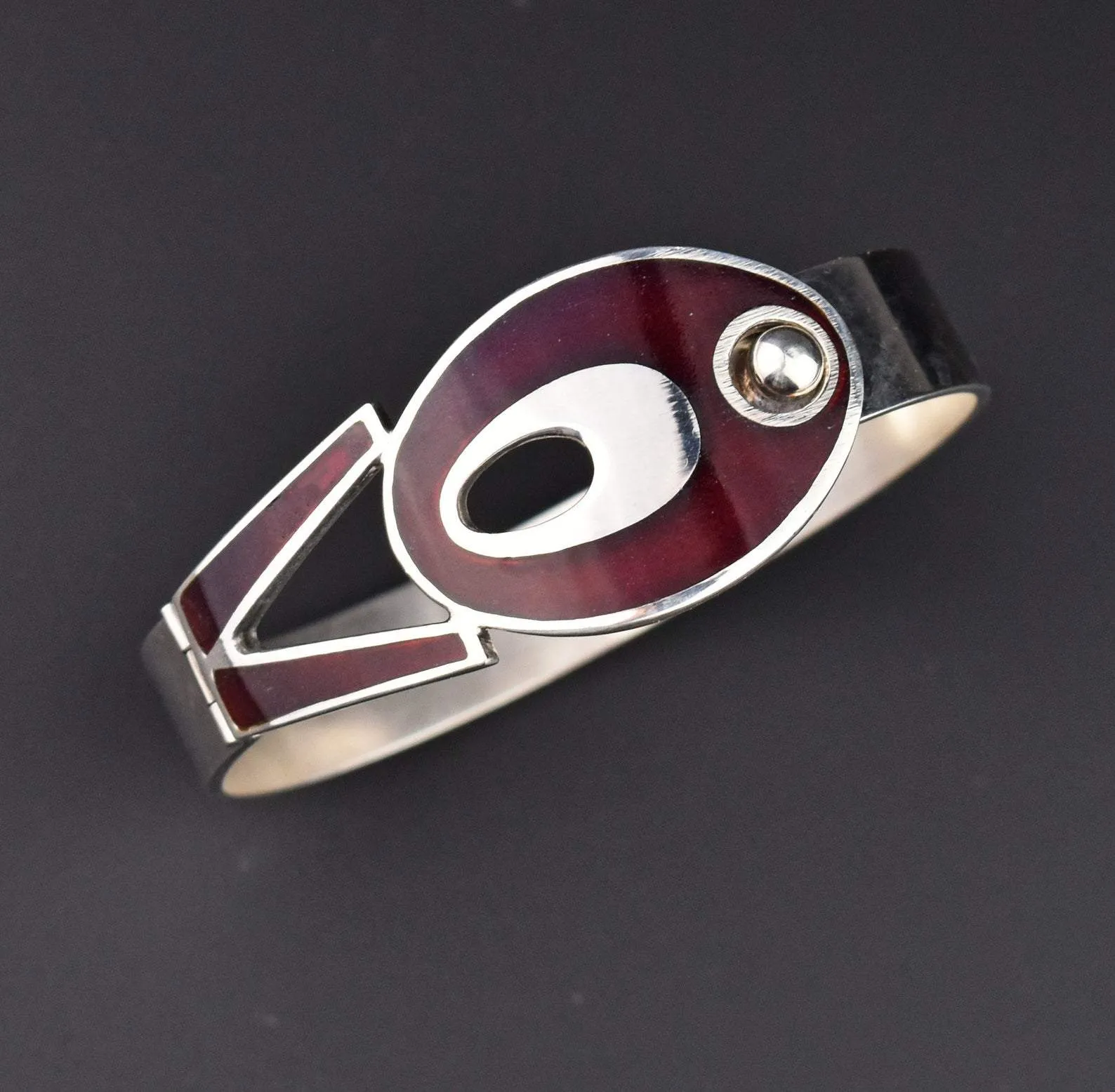 Vintage Heavy Italian Enamel Silver Buckle Bracelet