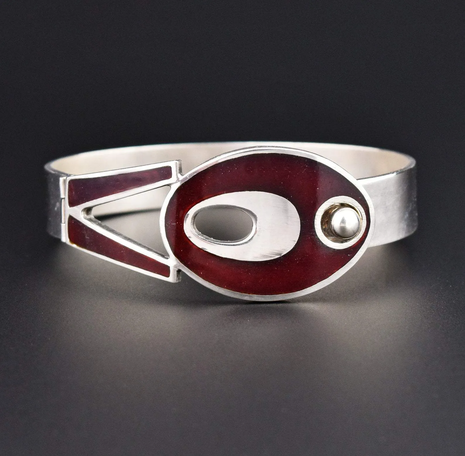Vintage Heavy Italian Enamel Silver Buckle Bracelet
