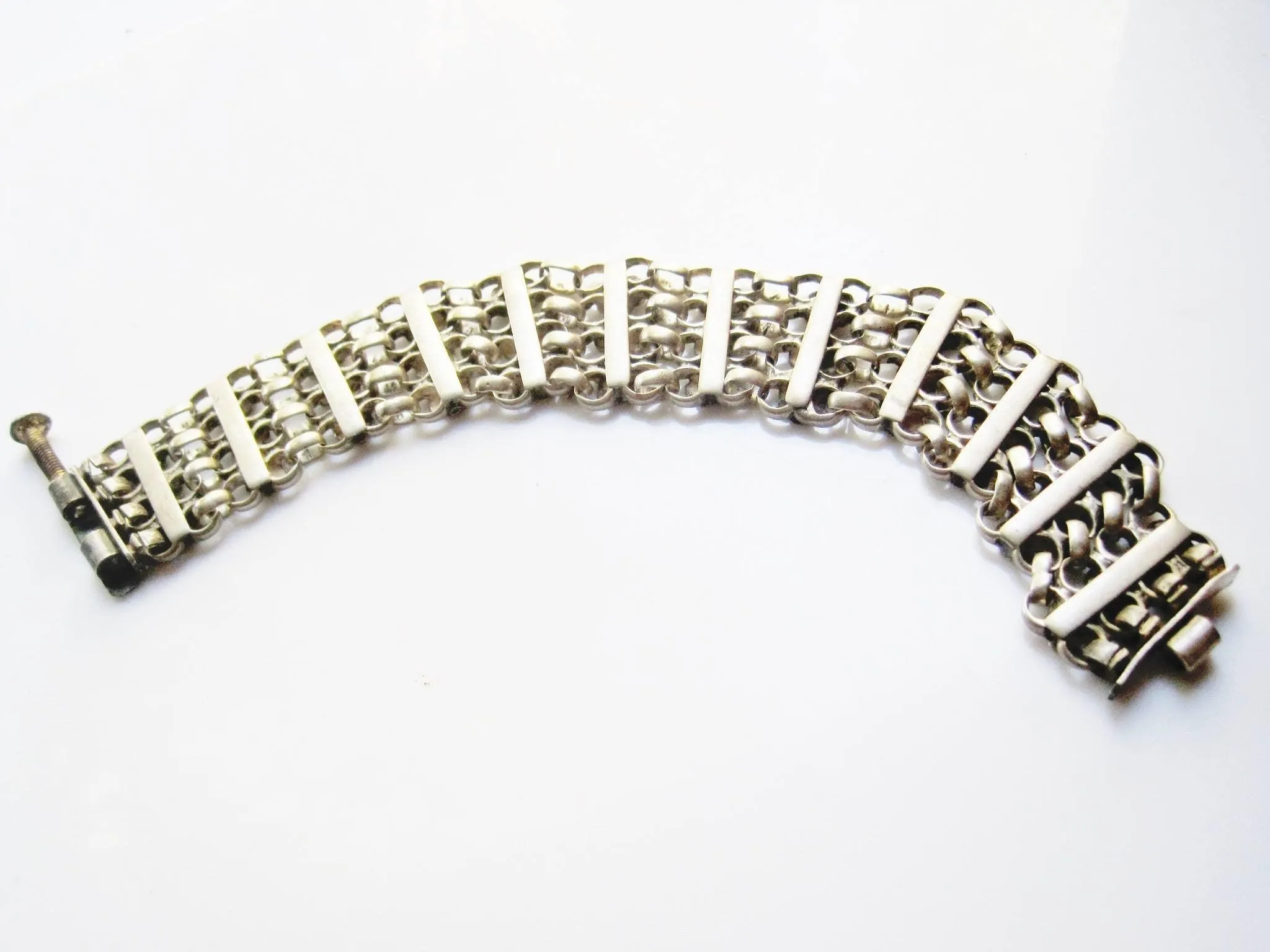 Vintage Silver Indian Flexible Bracelet from Madhya Pradesh